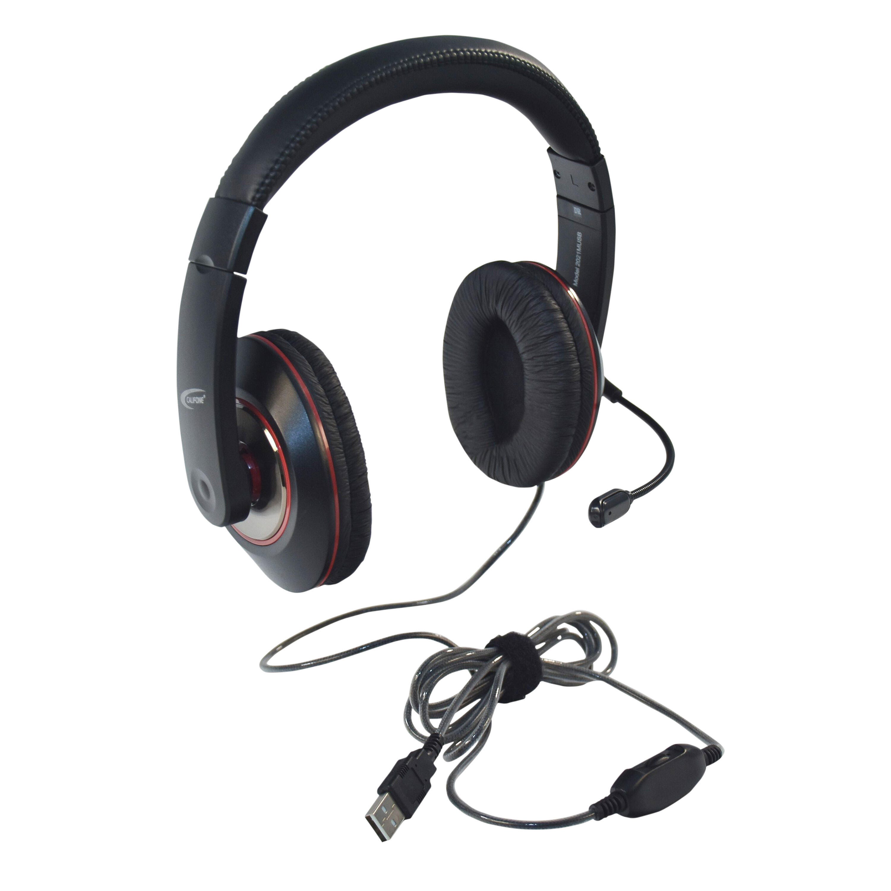 Califone 2021 Stereo Headset with Ambidextrous Gooseneck Microphone, USB Plug 2088195